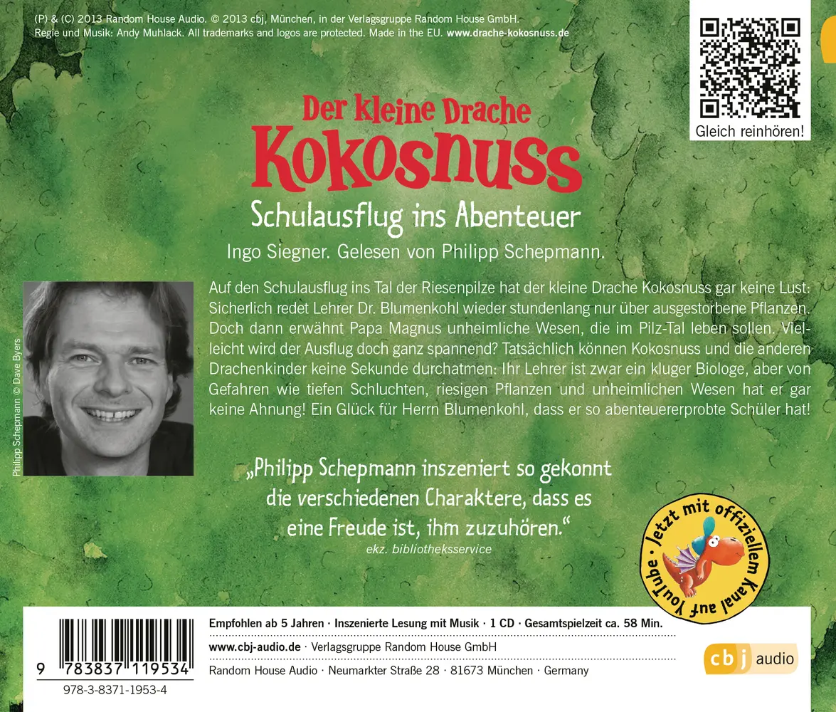 Bild: 9783837119534 | Der kleine Drache Kokosnuss - Schulausflug ins Abenteuer,1 Audio-CD