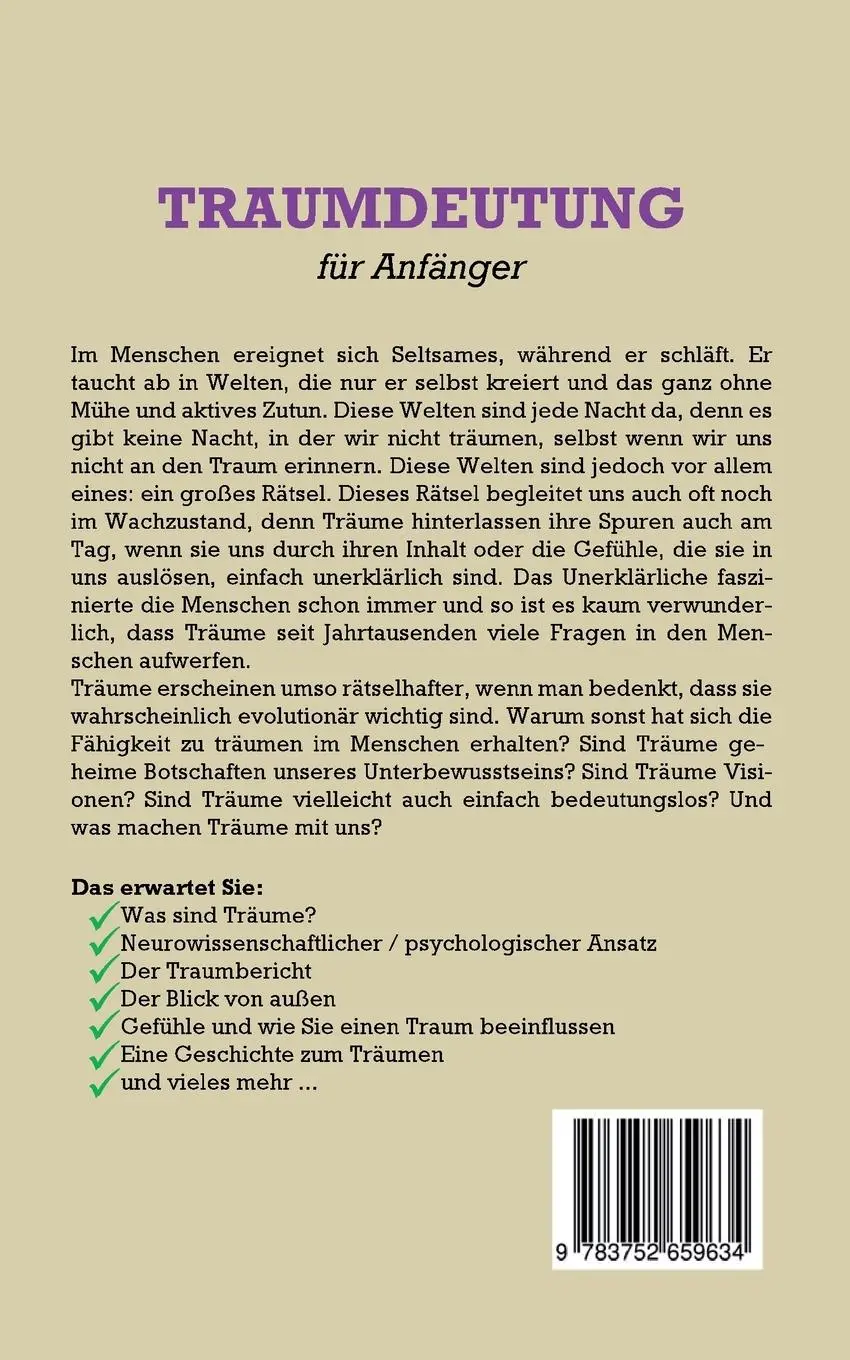 Rückseite: 9783752659634 | Traumdeutung für Anfänger: Wie Sie Ihre Träume entschlüsseln und...