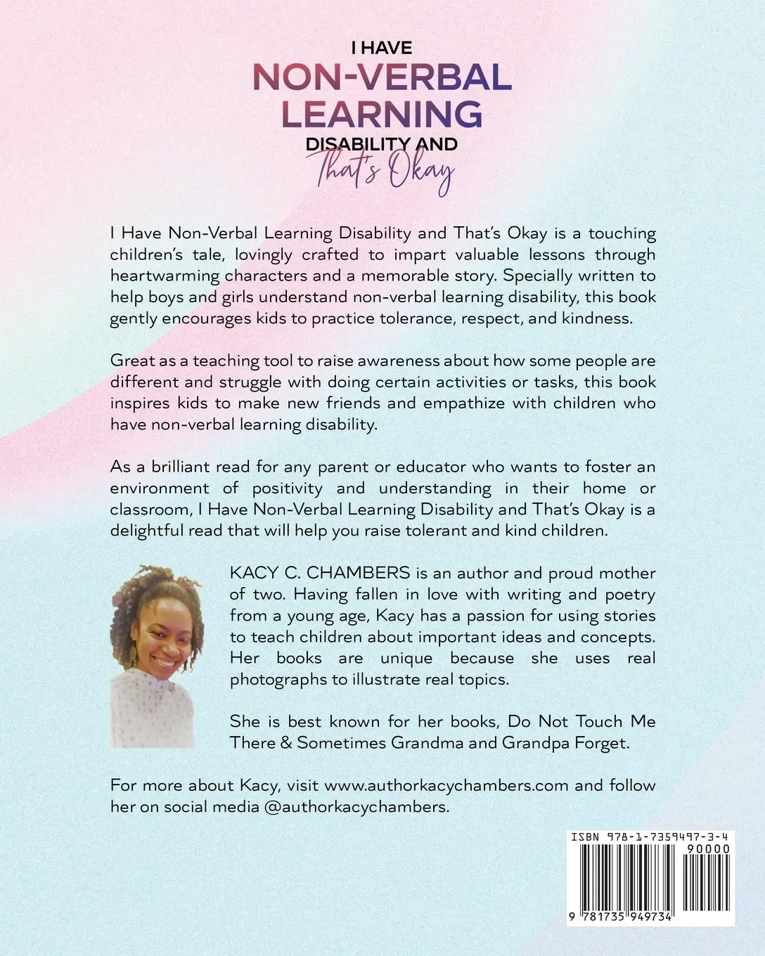 Rückseite: 9781735949734 | I Have Non-Verbal Learning Disability and That's Okay | Kacy Chambers