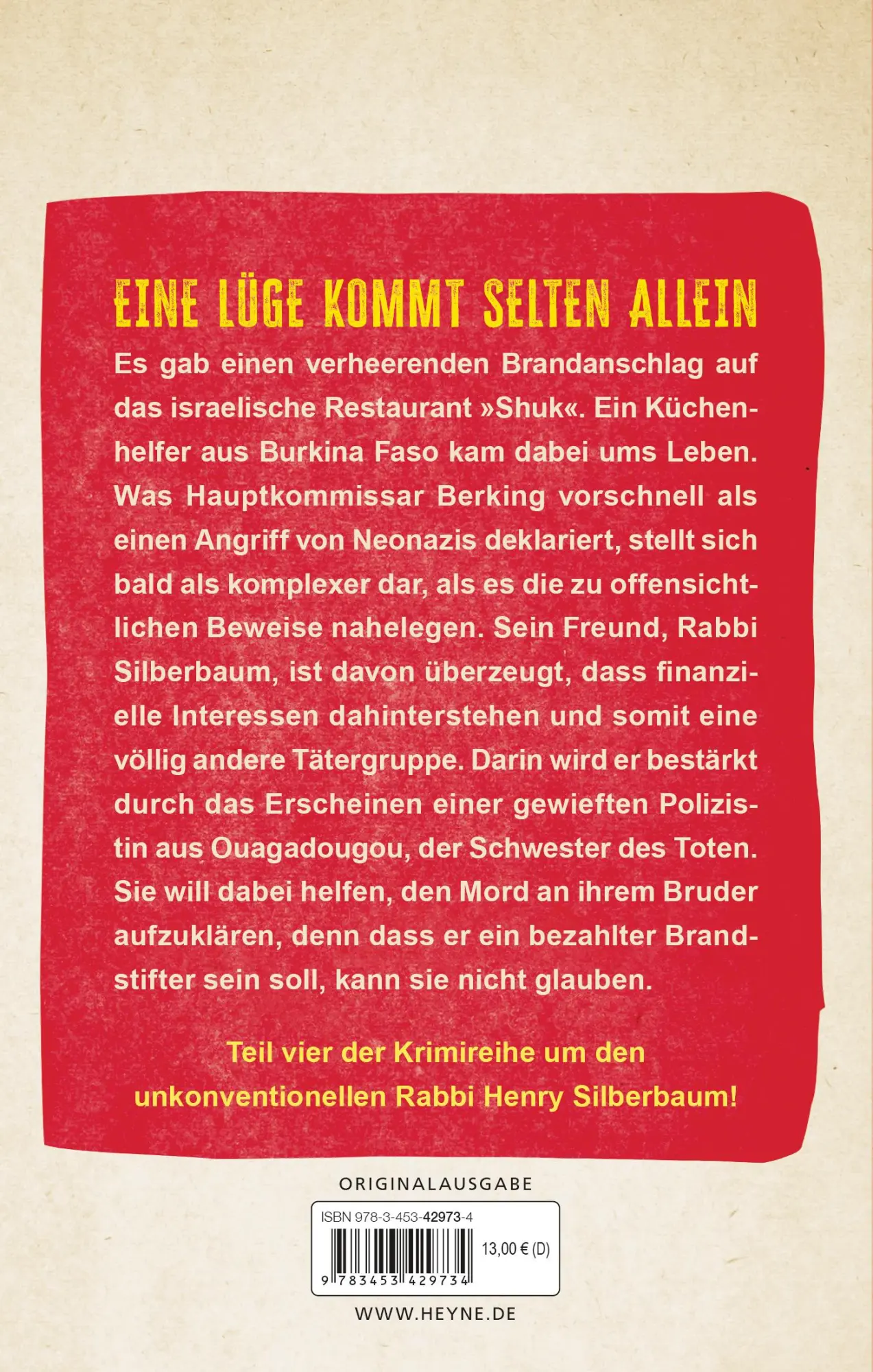 Bild: 9783453429734 | Der Rabbi und der Kommissar: Du sollst nicht lügen | Kriminalroman