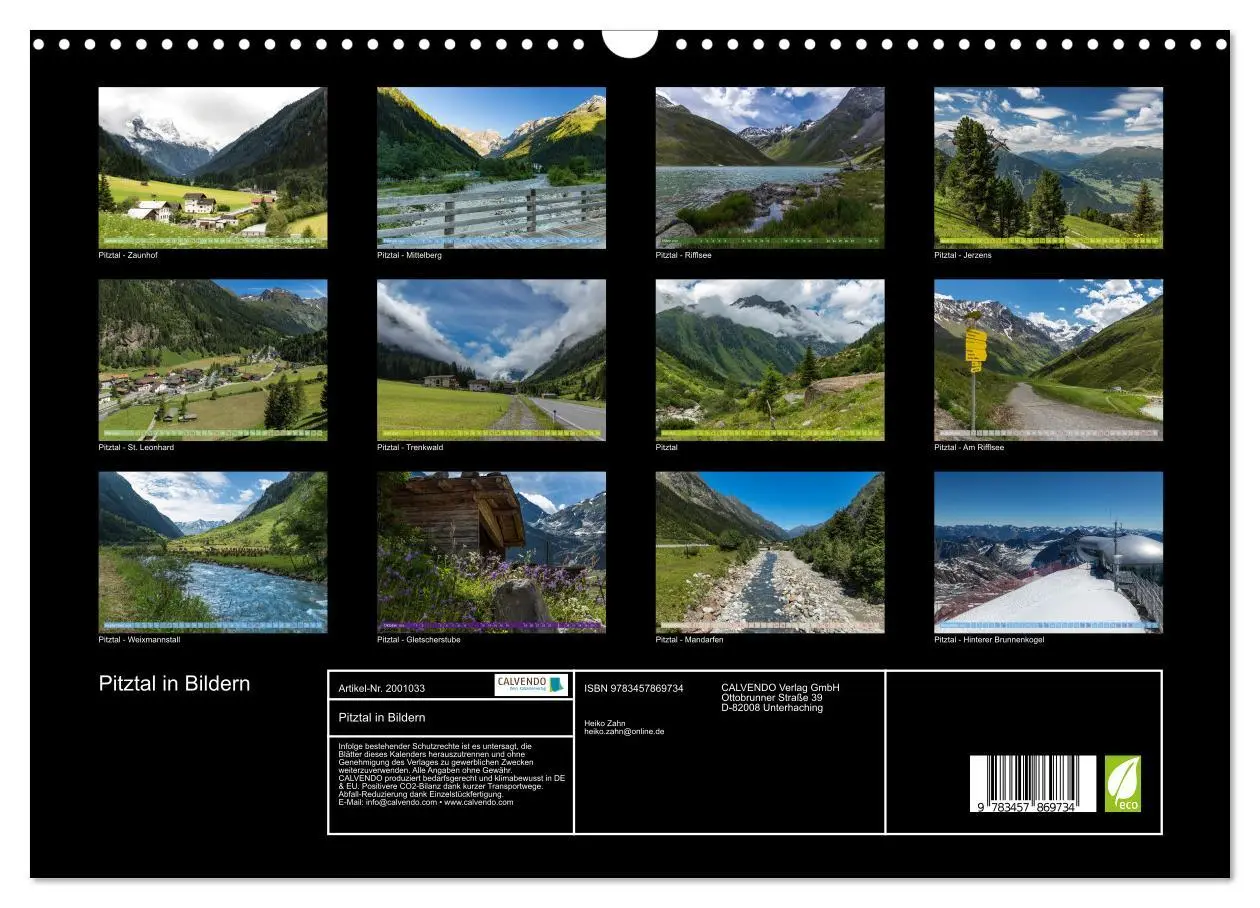 Bild: 9783457869734 | Pitztal in Bildern (Wandkalender 2026 DIN A3 quer), CALVENDO...
