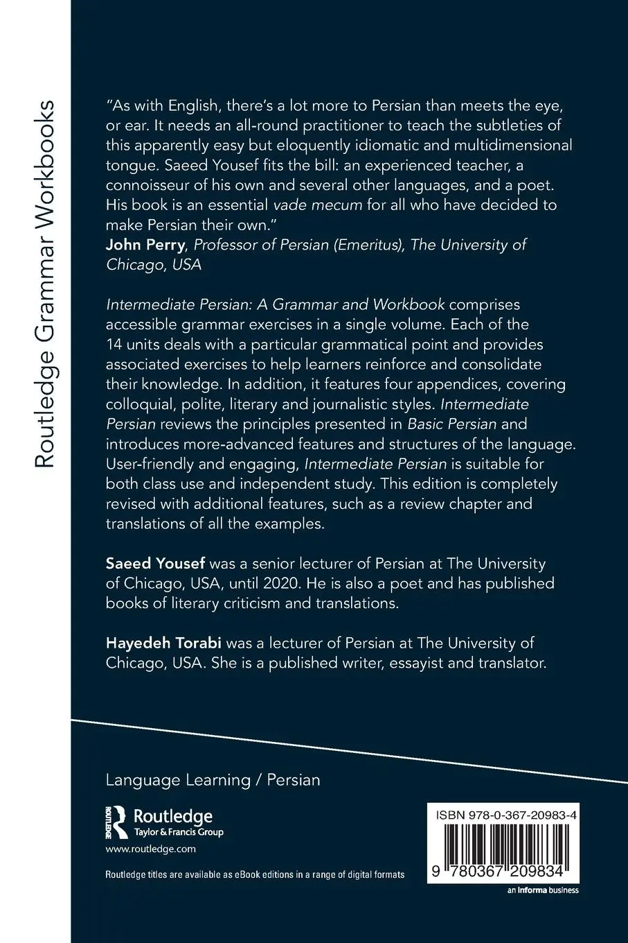 Rückseite: 9780367209834 | Intermediate Persian | A Grammar and Workbook | Saeed Yousef (u. a.)