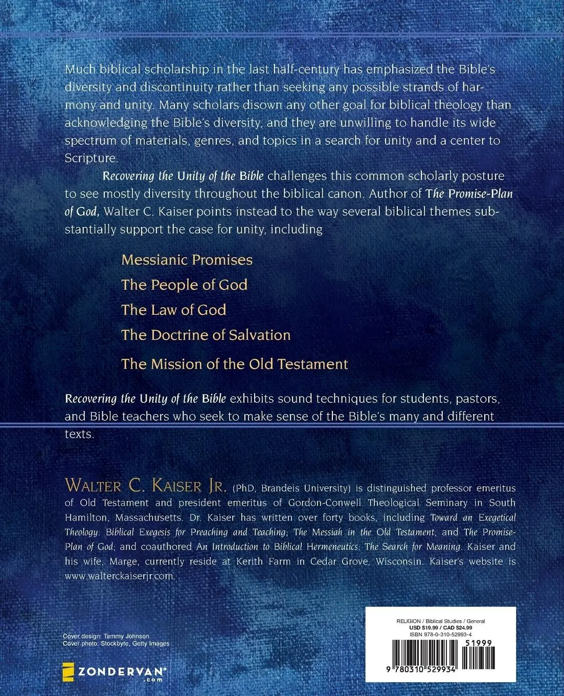 Rückseite: 9780310529934 | Recovering the Unity of the Bible | Walter Kaiser Jr. | Taschenbuch