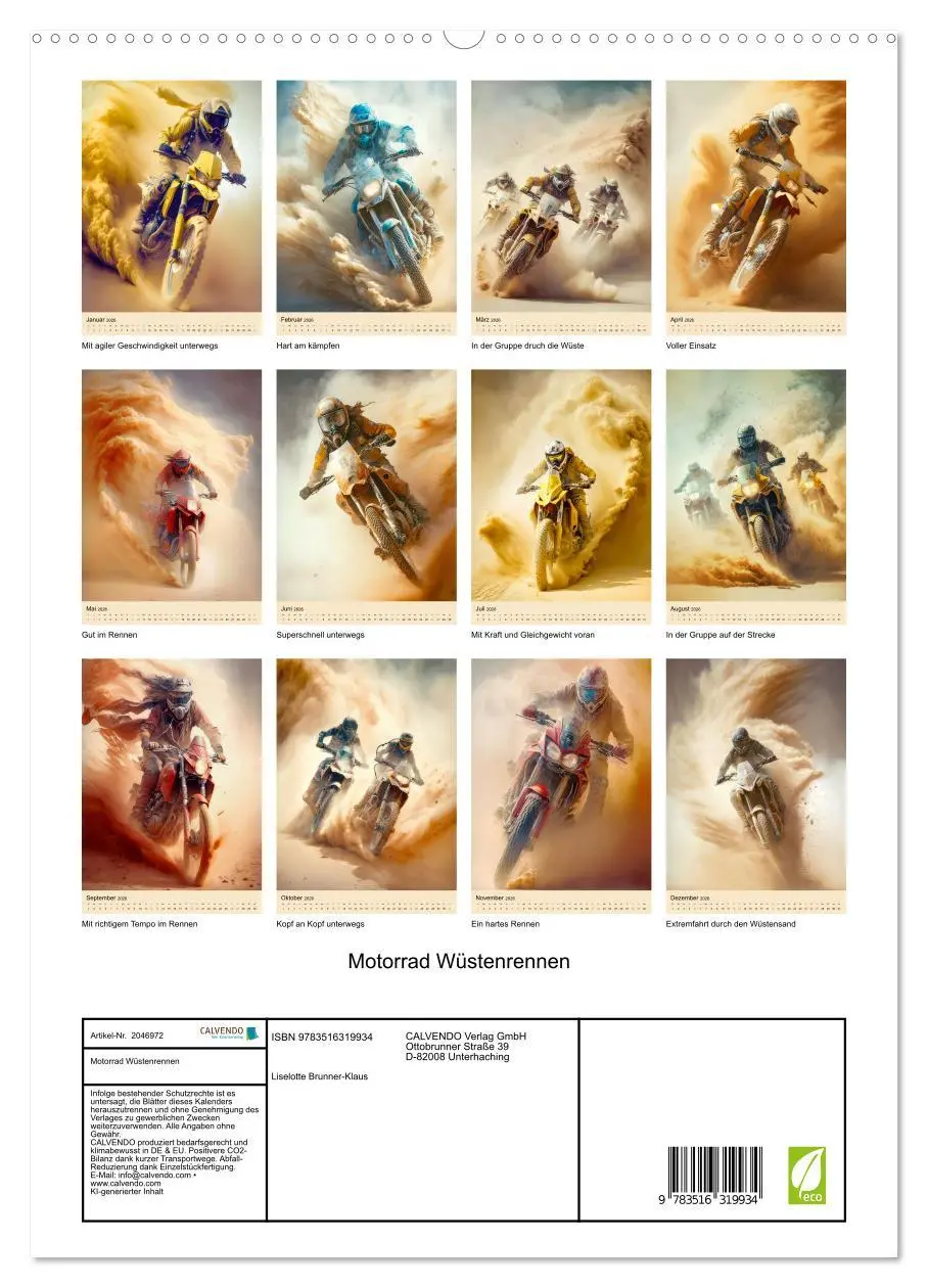 Bild: 9783516319934 | Motorrad Wüstenrennen (hochwertiger Premium Wandkalender 2026 DIN...