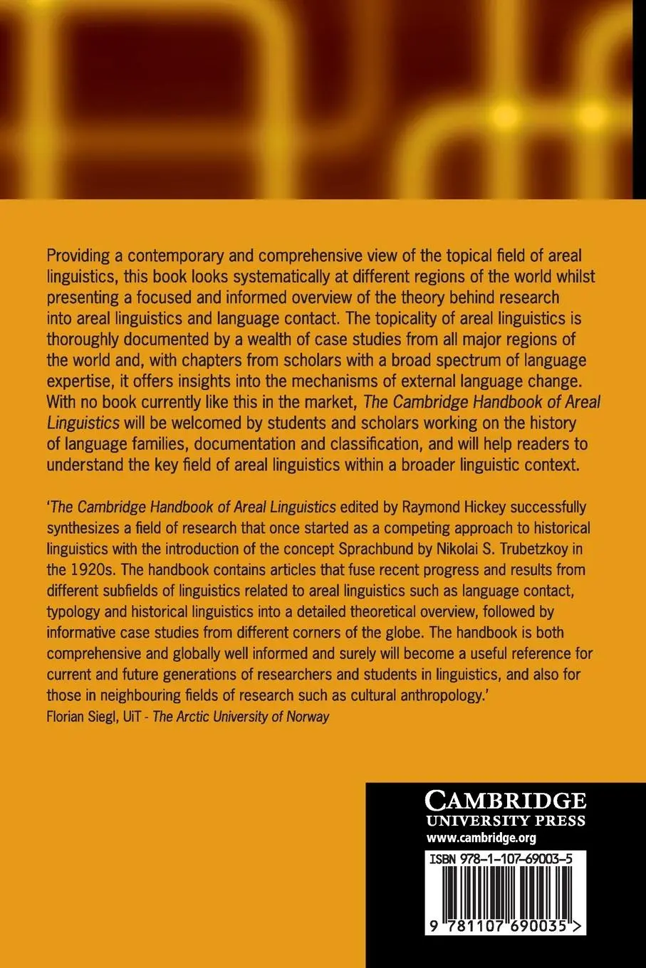Rückseite: 9781107690035 | The Cambridge Handbook of Areal Linguistics | Raymond Hickey | Buch