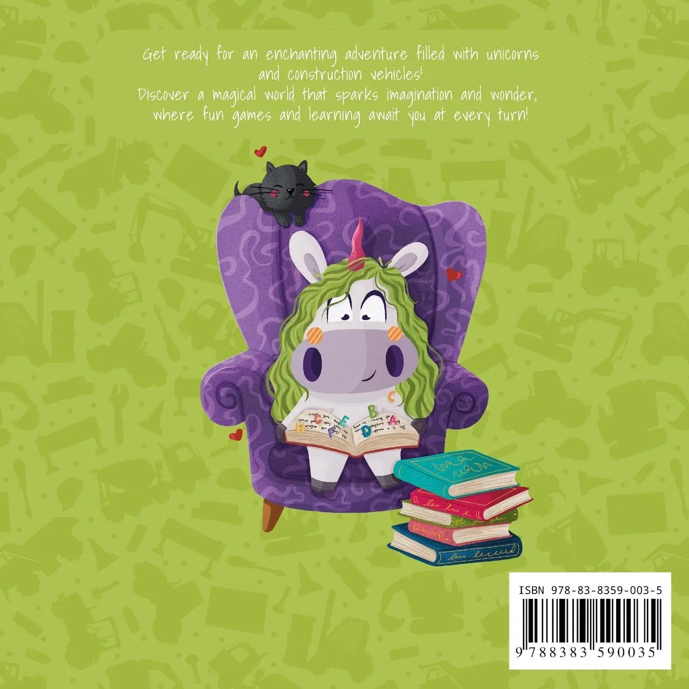 Rückseite: 9788383590035 | Unicorns &amp; Diggers | Construction Site Activity Book for Ages 3-5