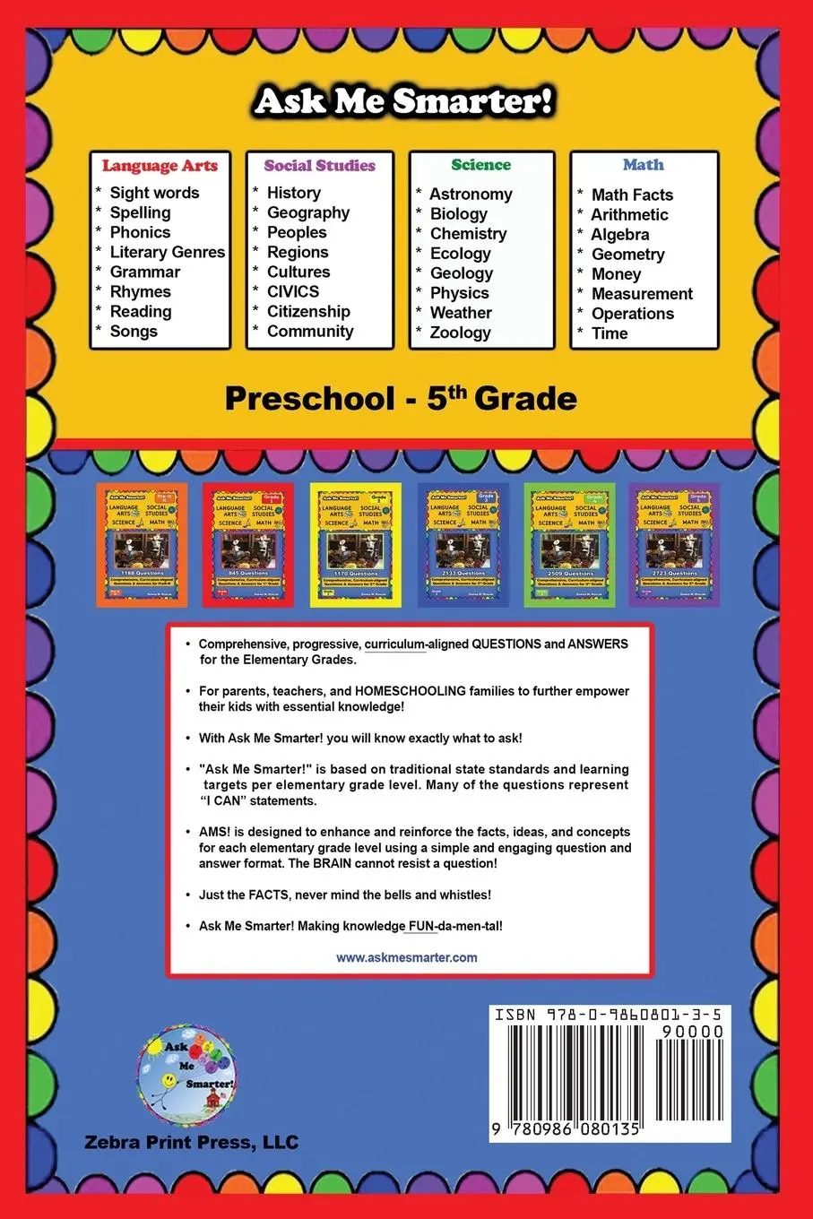 Rückseite: 9780986080135 | Ask Me Smarter! Language Arts, Social Studies, Science, and Math -...