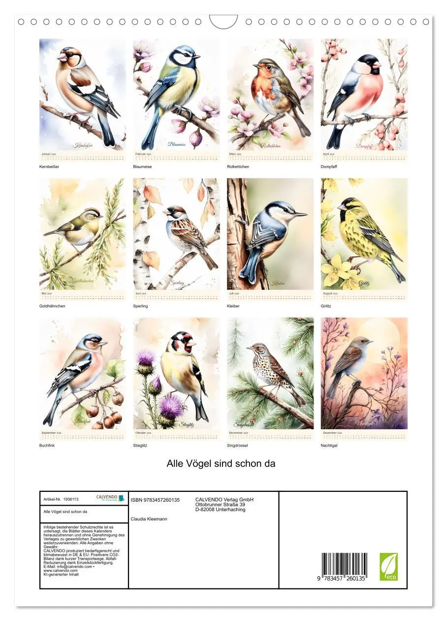 Bild: 9783457260135 | Alle Vögel sind schon da (Wandkalender 2026 DIN A3 hoch), CALVENDO...