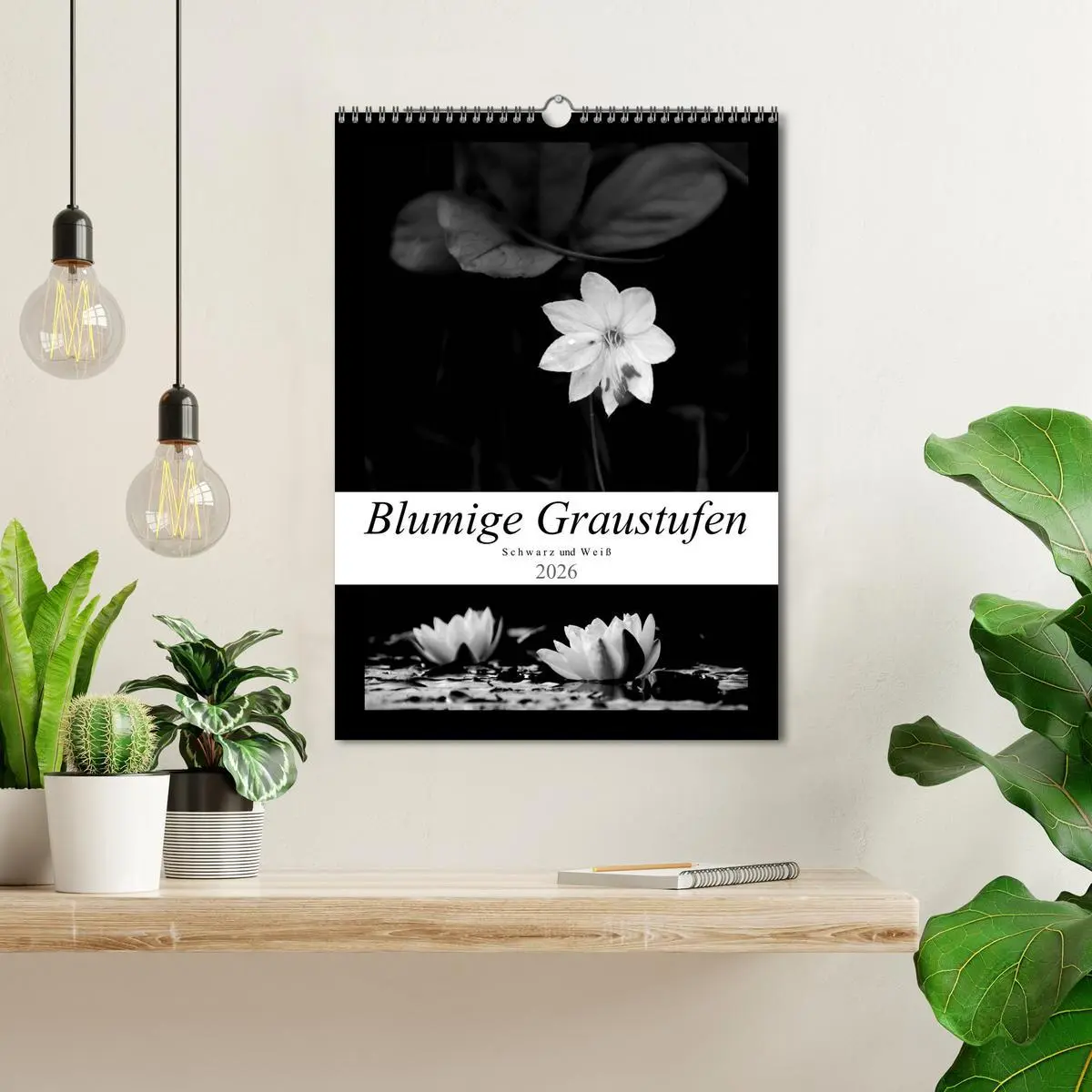 Bild: 9783516420135 | Blumige Graustufen - Schwarz und Weiß (Wandkalender 2026 DIN A3...