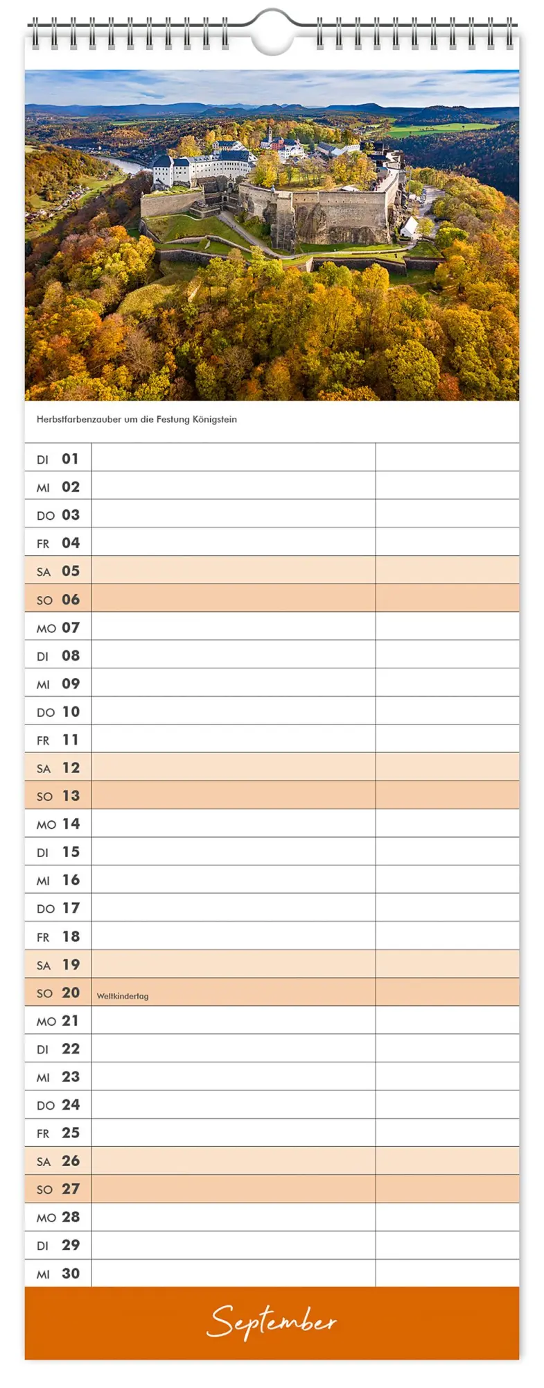 Bild: 9783910680135 | Küchenkalender Sächsische Schweiz 2026 | 15 x 40 cm weißes Kalendarium