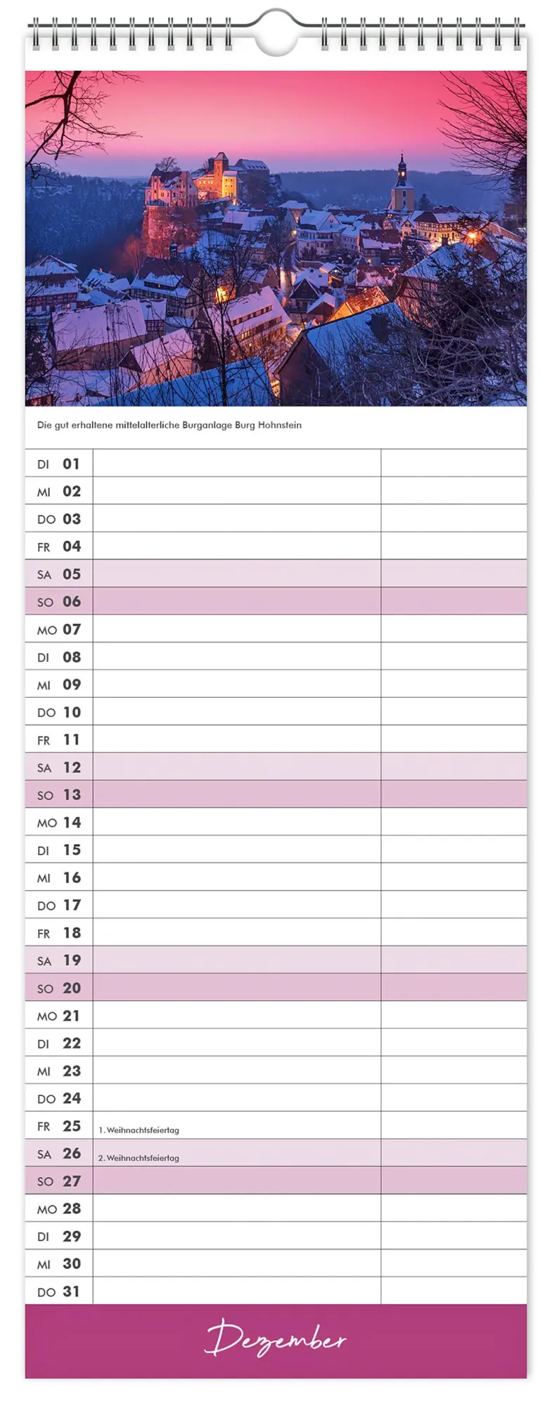 Bild: 9783910680135 | Küchenkalender Sächsische Schweiz 2026 | 15 x 40 cm weißes Kalendarium