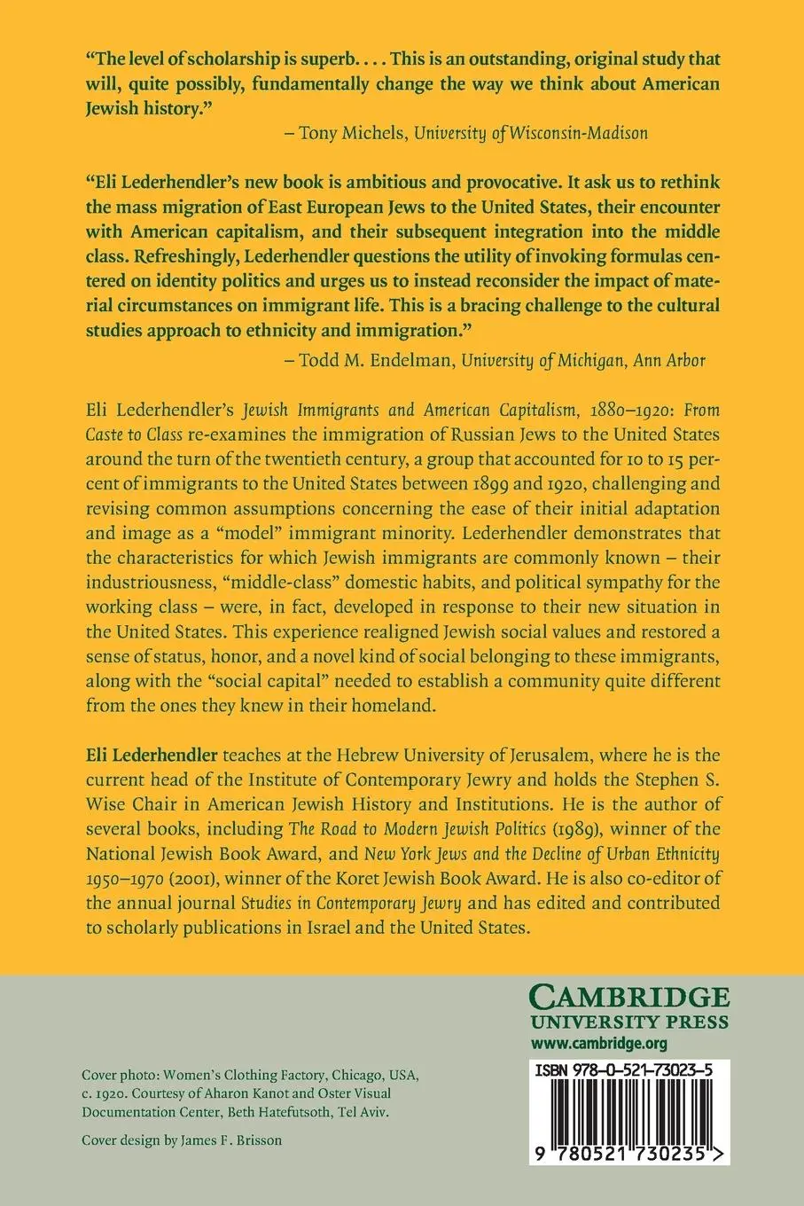 Rückseite: 9780521730235 | Jewish Immigrants and American Capitalism, 1880-1920 | Tbd | Buch