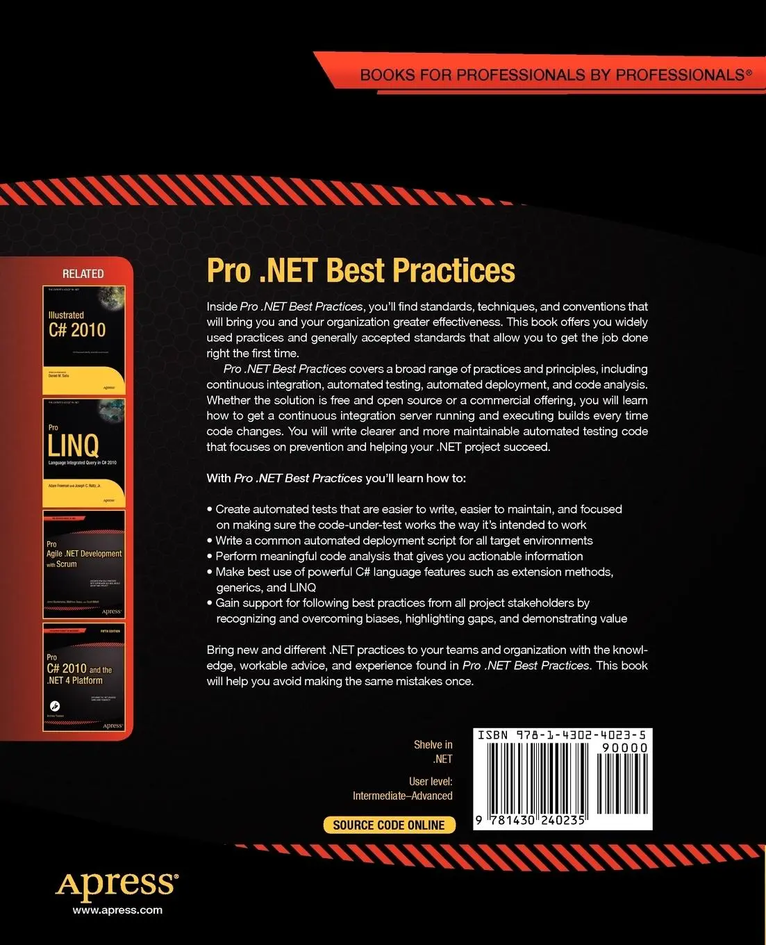 Rückseite: 9781430240235 | Pro .Net Best Practices | Stephen Ritchie | Taschenbuch | xx | 2011