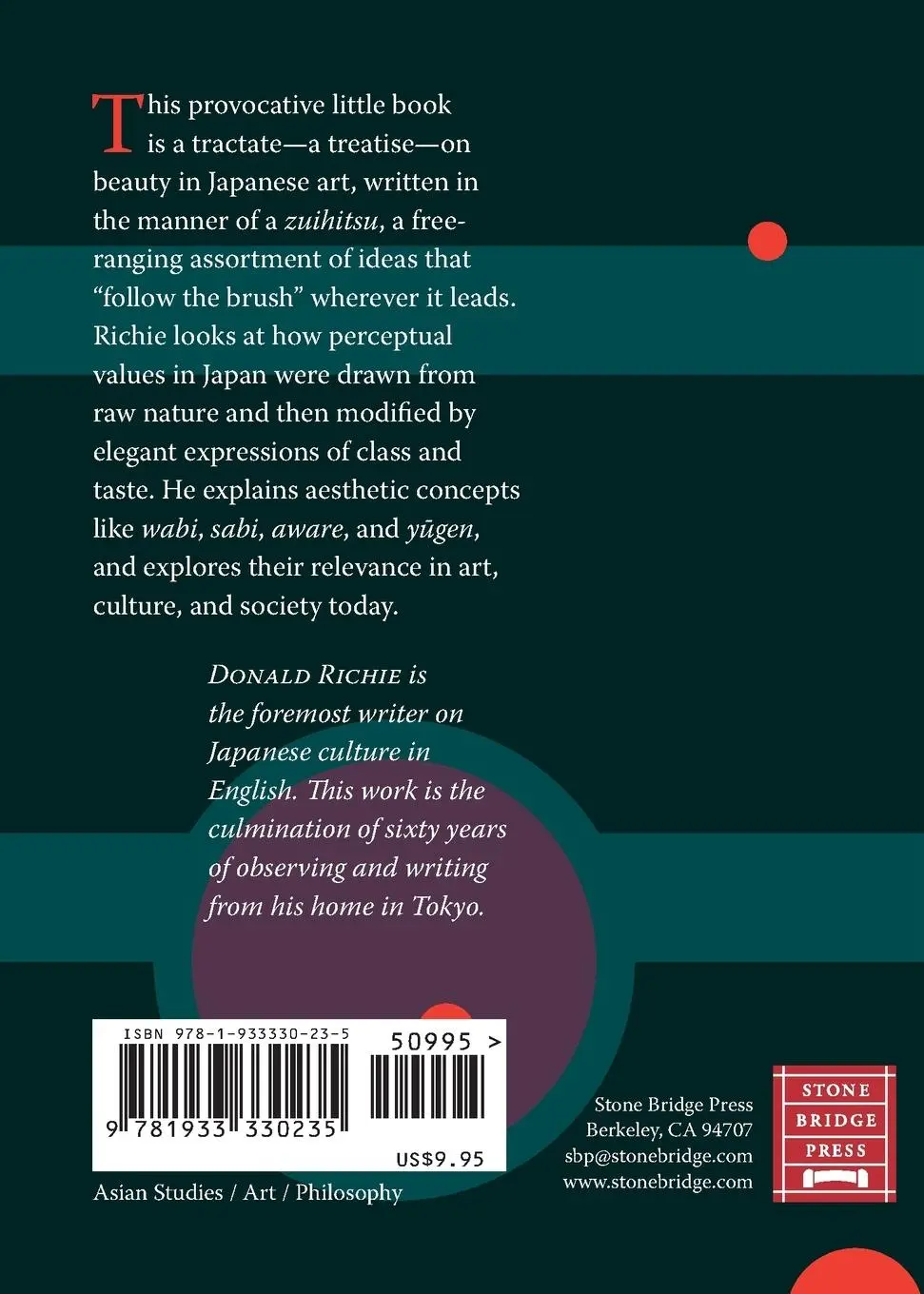 Rückseite: 9781933330235 | A Tractate on Japanese Aesthetics | Donald Richie | Taschenbuch | 2007
