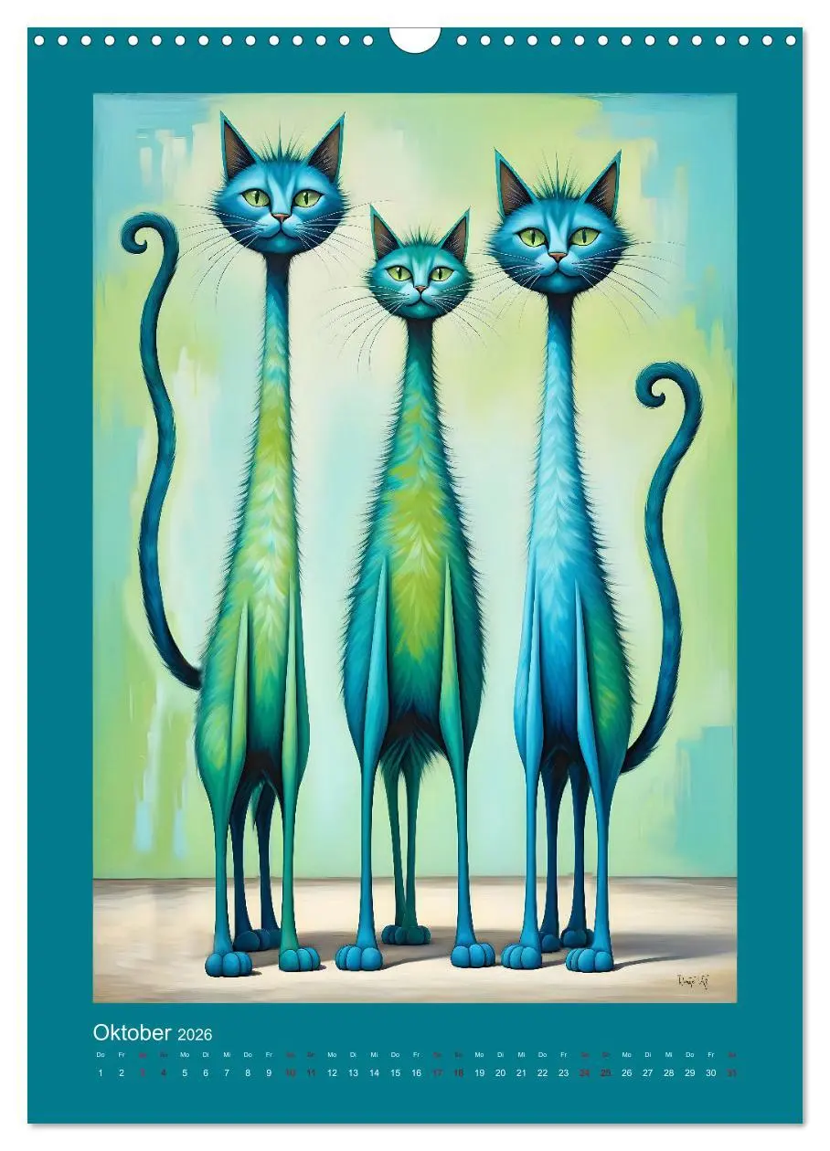 Bild: 9783457250235 | Buntes Katzenvolk (Wandkalender 2026 DIN A3 hoch), CALVENDO...