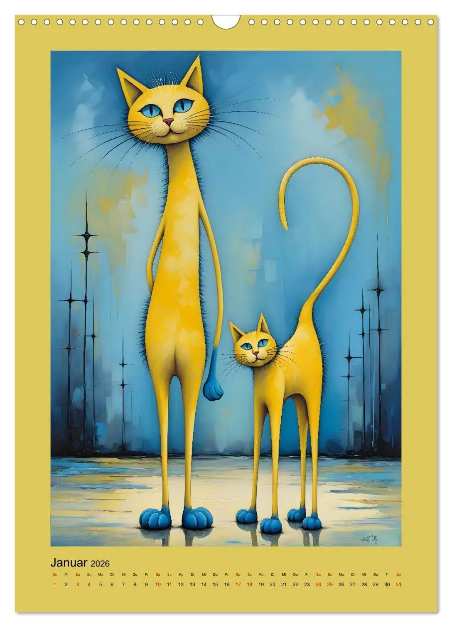 Bild: 9783457250235 | Buntes Katzenvolk (Wandkalender 2026 DIN A3 hoch), CALVENDO...