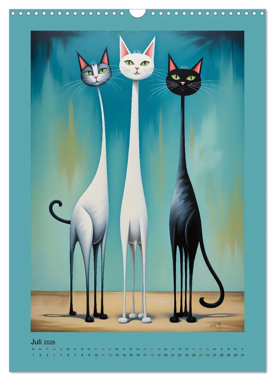 Bild: 9783457250235 | Buntes Katzenvolk (Wandkalender 2026 DIN A3 hoch), CALVENDO...