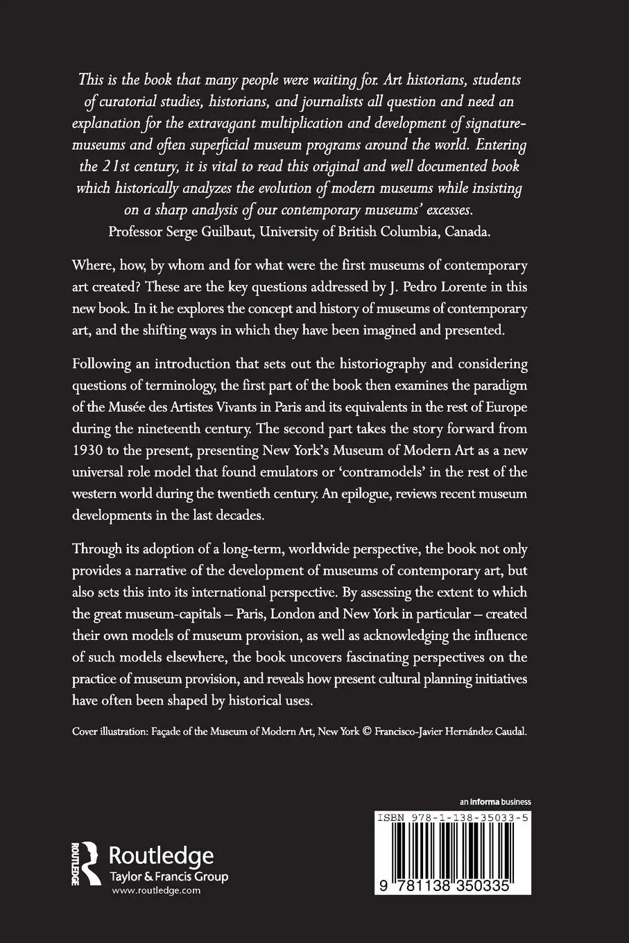 Rückseite: 9781138350335 | The Museums of Contemporary Art | Notion and Development | Lorente