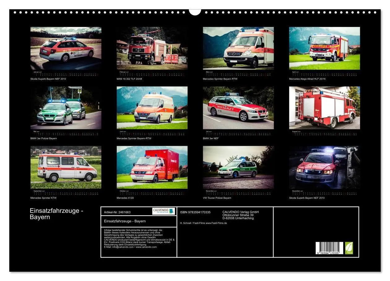Bild: 9783594170335 | Einsatzfahrzeuge - Bayern (Wandkalender 2027 DIN A2 quer), CALVENDO...