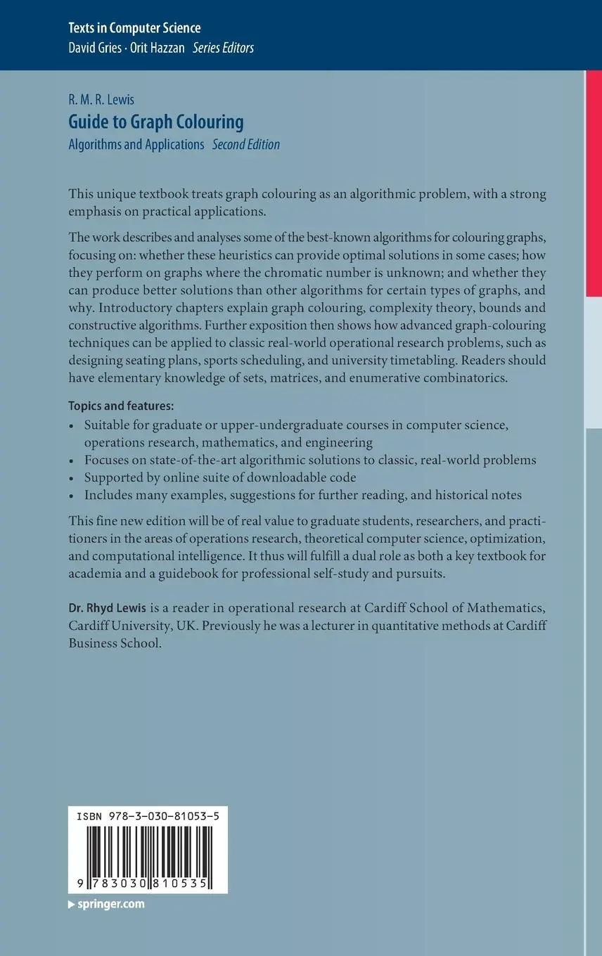Rückseite: 9783030810535 | Guide to Graph Colouring | Algorithms and Applications | Lewis | Buch