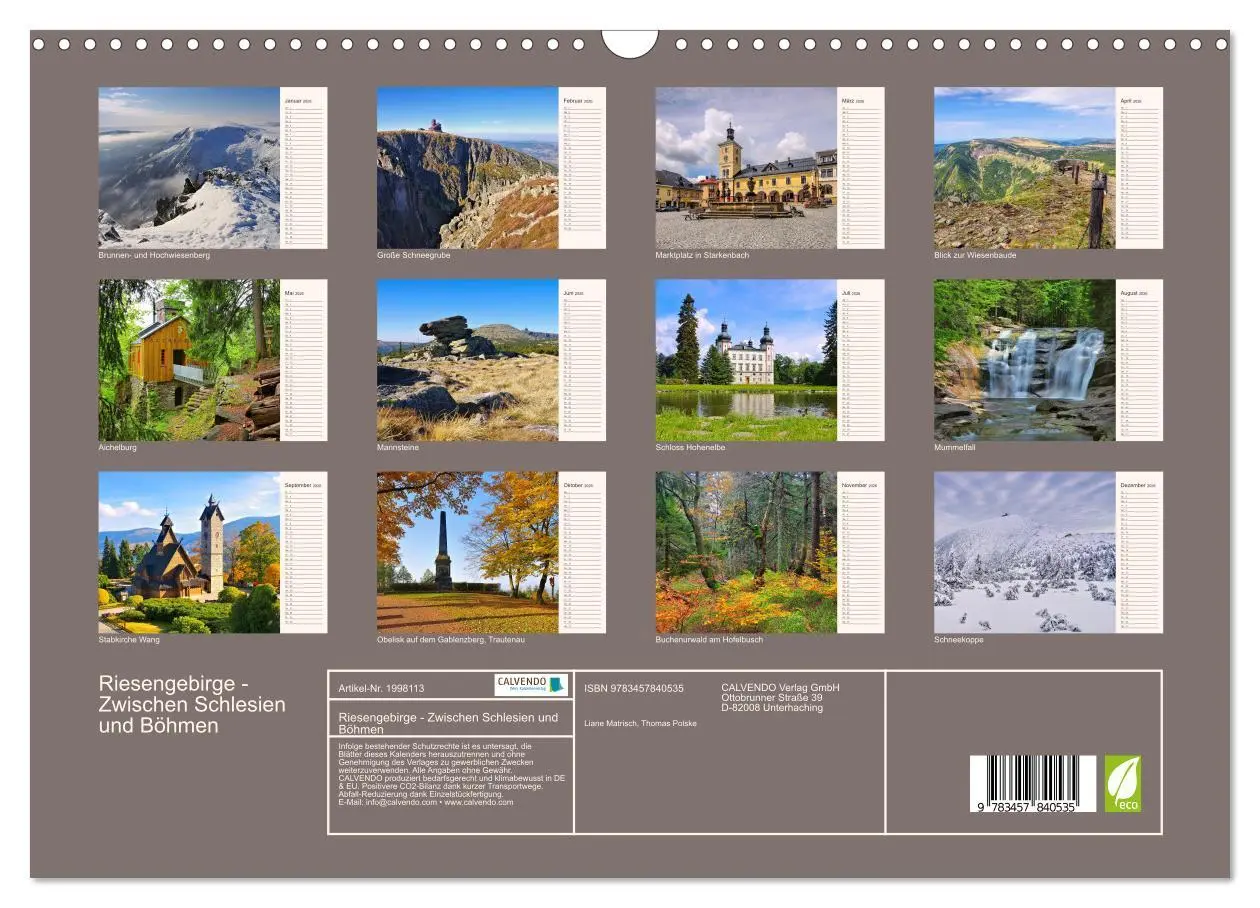 Bild: 9783457840535 | Riesengebirge - Zwischen Schlesien und Böhmen (Wandkalender 2026...
