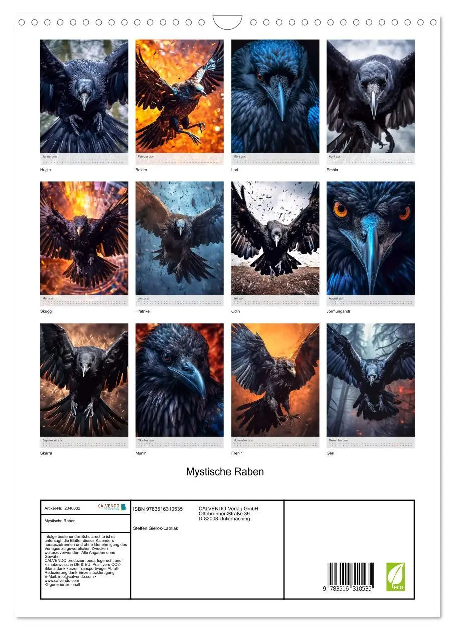 Bild: 9783516310535 | Mystische Raben (Wandkalender 2026 DIN A3 hoch), CALVENDO...