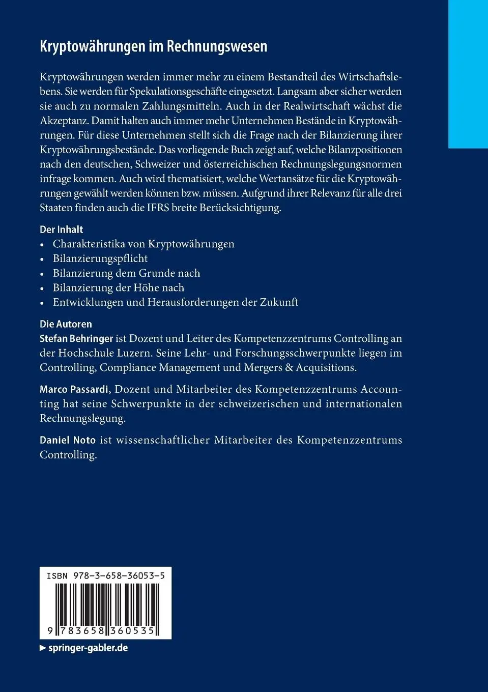 Rückseite: 9783658360535 | Kryptowährungen im Rechnungswesen | Stefan Behringer (u. a.) | Buch