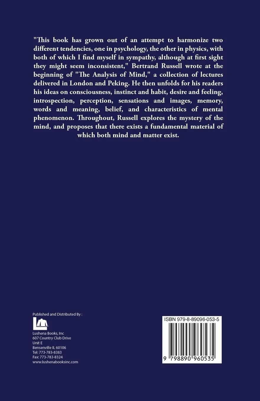 Rückseite: 9798890960535 | The Analysis of Mind | Bertrand Russell | Taschenbuch | Englisch