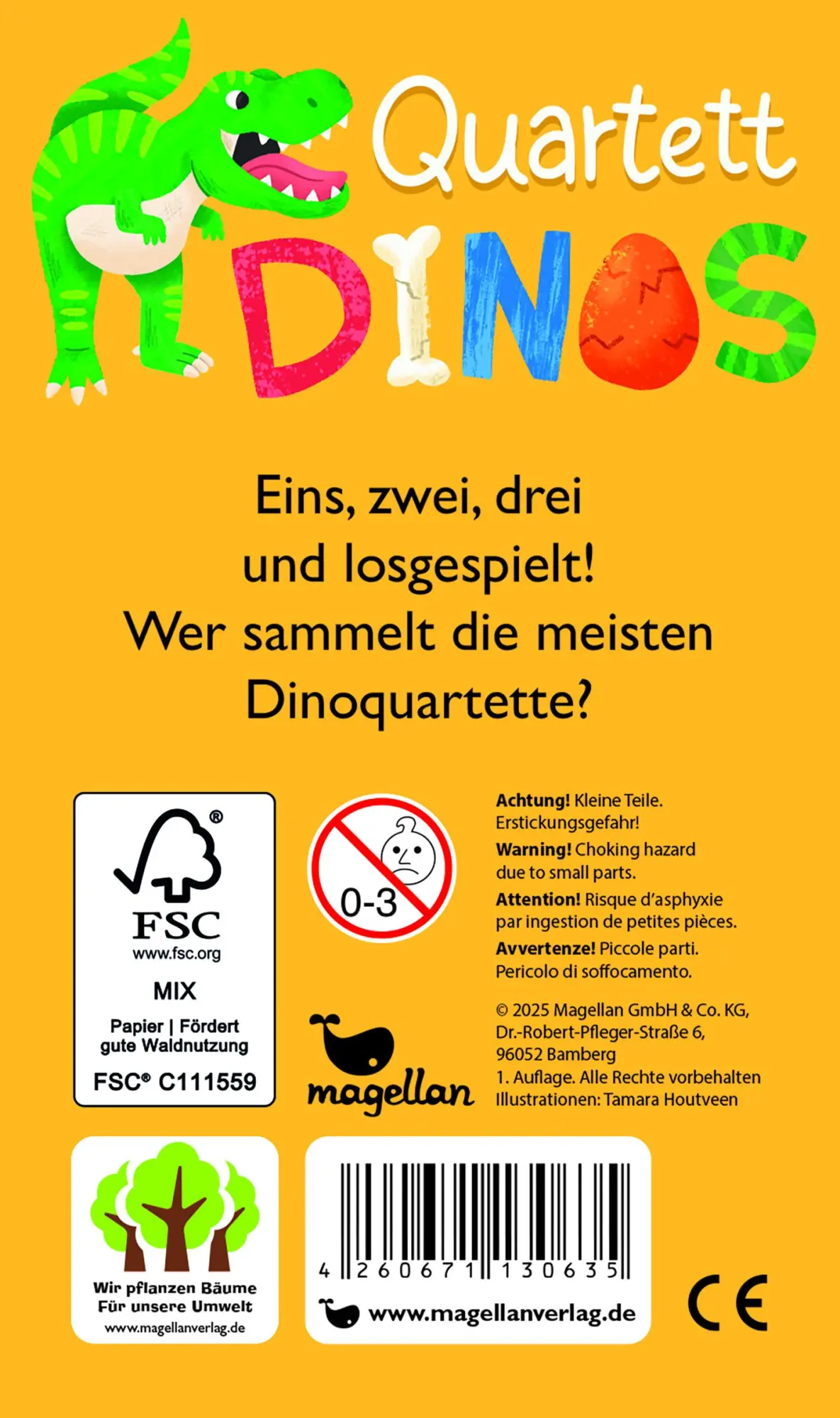 Rückseite: 4260671130635 | Quartett - Dinos | Buntes Kartenspiel für Kinder ab 5 Jahren | Spiel