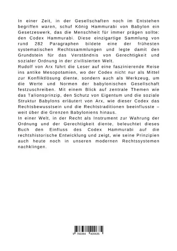 Rückseite: 9783384400635 | Codex Hammurabi: Gerechtigkeit und Ordnung in der Wiege der...