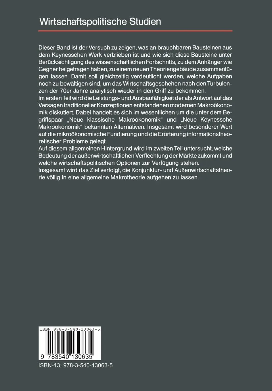 Rückseite: 9783540130635 | Der Keynesianismus V | Makroökonomik nach Keynes | G. Bombach (u. a.)