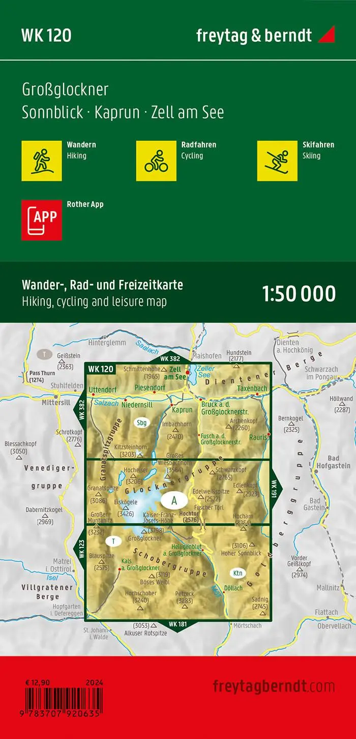 Rückseite: 9783707920635 | freytag &amp; berndt Wanderkarte WK 120 Großglockner, Sonnblick -...