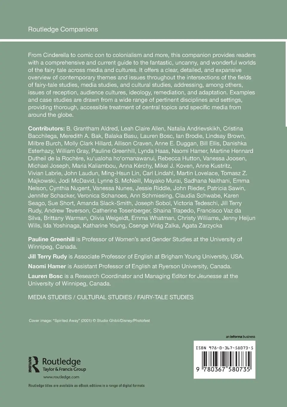 Rückseite: 9780367580735 | The Routledge Companion to Media and Fairy-Tale Cultures | Taschenbuch