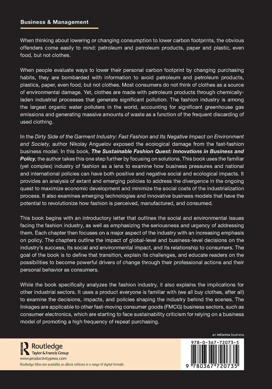 Rückseite: 9780367720735 | The Sustainable Fashion Quest | Innovations in Business and Policy