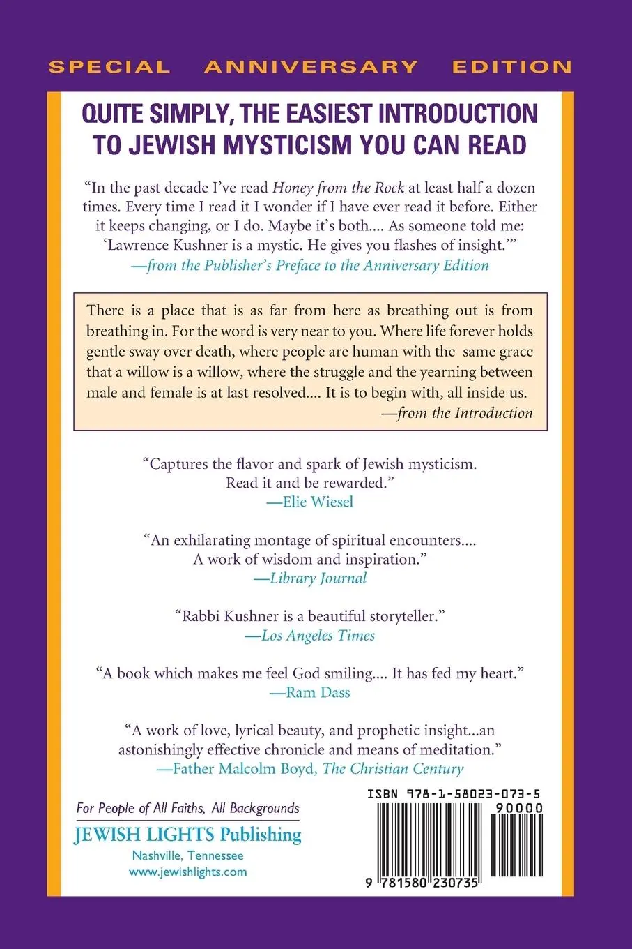 Rückseite: 9781580230735 | Honey from the Rock | An Easy Introduction to Jewish Mysticism | Buch