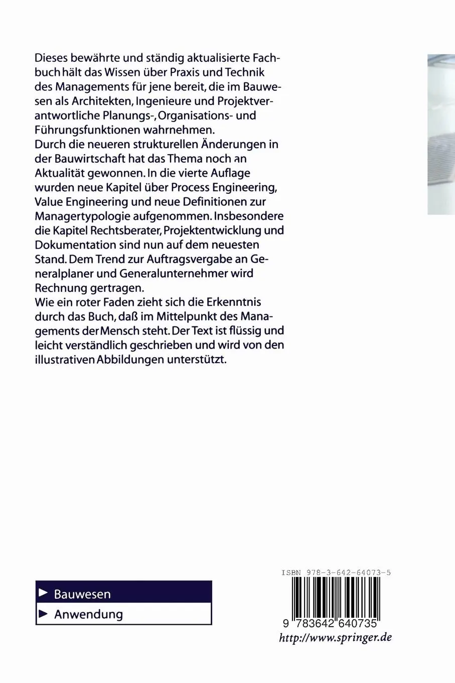 Rückseite: 9783642640735 | Baumanagement | Grundlagen, Technik, Praxis | Wolfgang Rösel | Buch