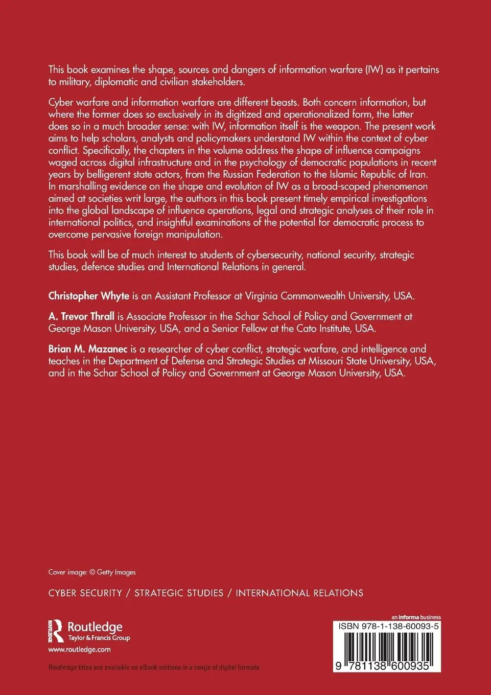 Rückseite: 9781138600935 | Information Warfare in the Age of Cyber Conflict | Whyte (u. a.)