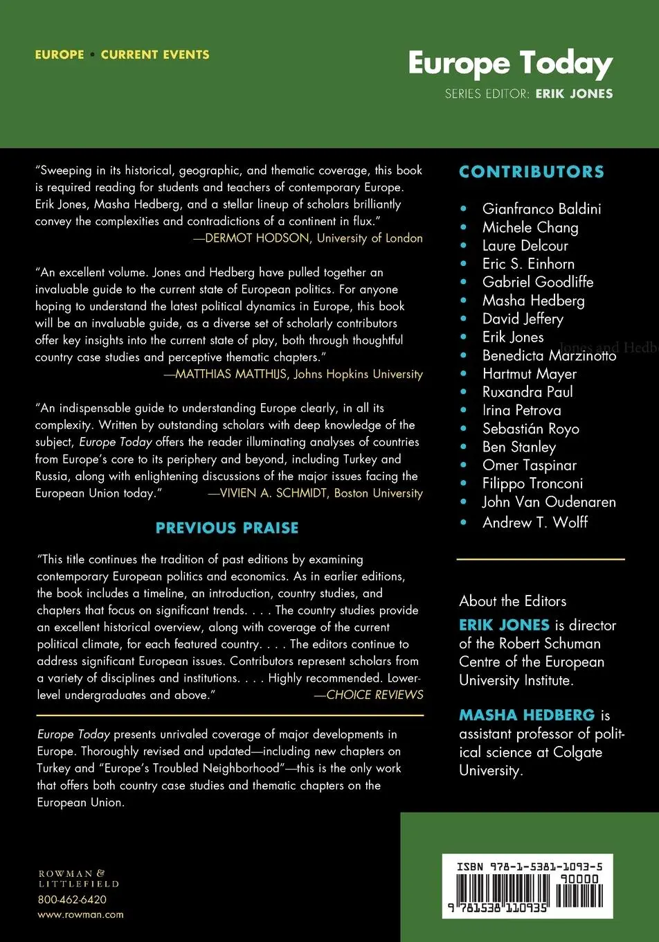 Rückseite: 9781538110935 | Europe Today | A Twenty-First Century Introduction | Jones (u. a.)