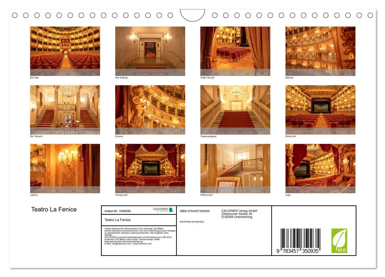 Bild: 9783457350935 | Teatro La Fenice (Wandkalender 2026 DIN A4 quer), CALVENDO...