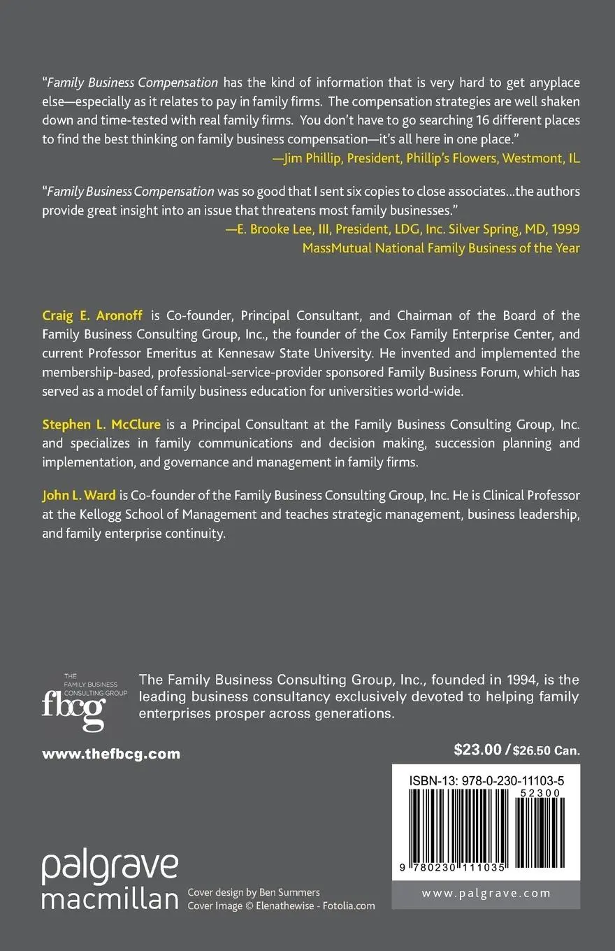 Rückseite: 9780230111035 | Family Business Compensation | C. Aronoff (u. a.) | Taschenbuch | viii