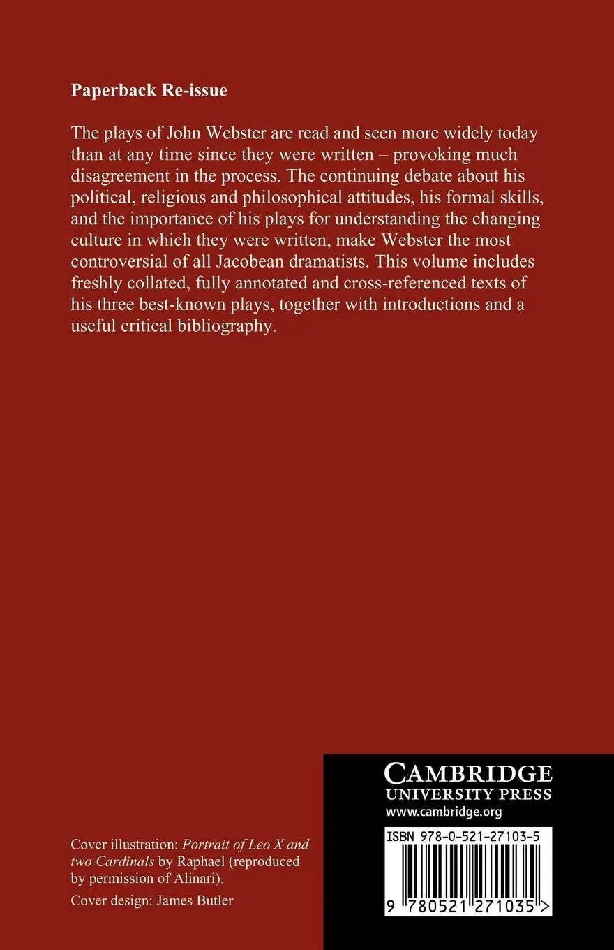 Rückseite: 9780521271035 | The Selected Plays of John Webster | John Webster (u. a.) | Buch