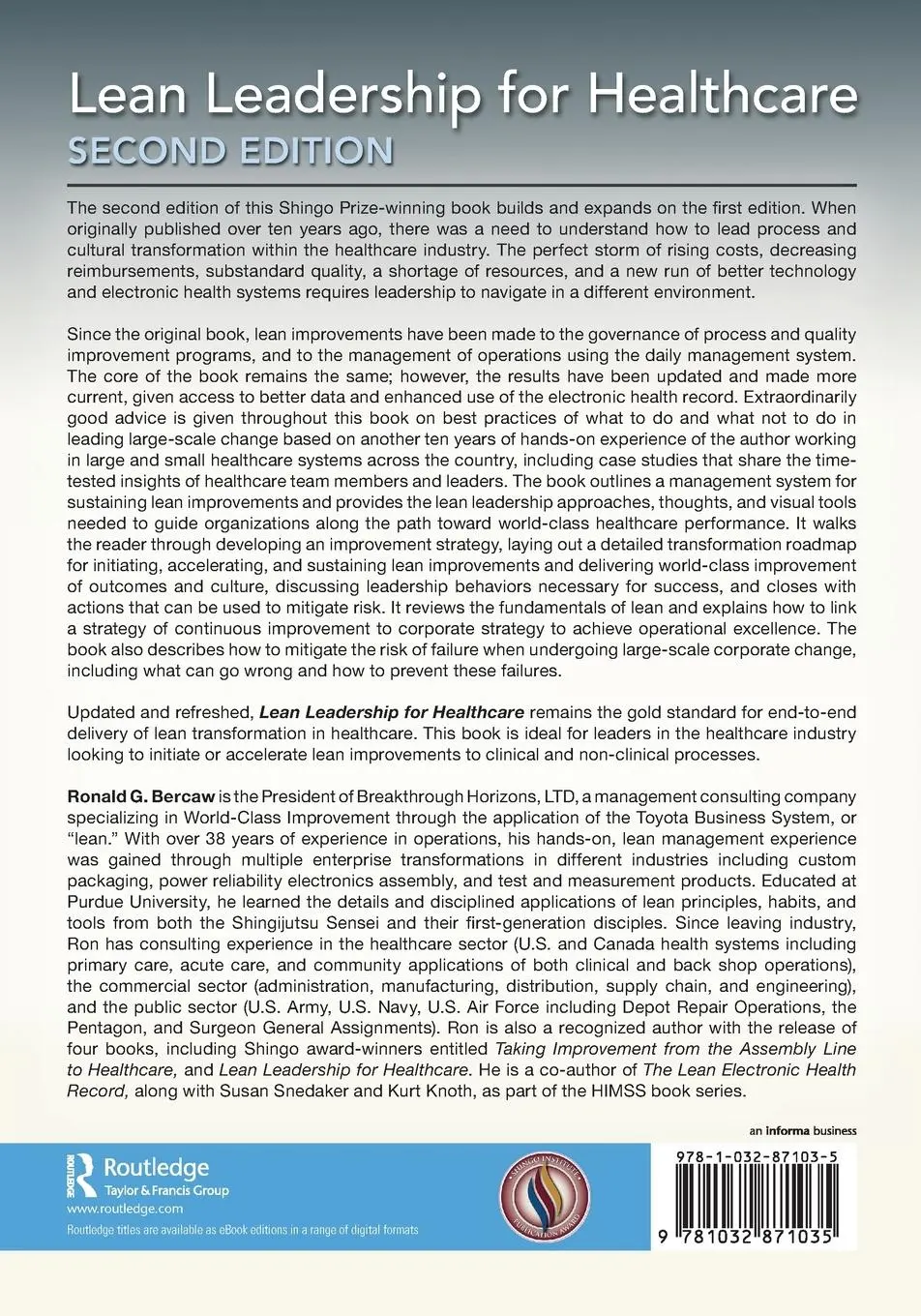 Rückseite: 9781032871035 | Lean Leadership for Healthcare | Approaches to Lean Transformation