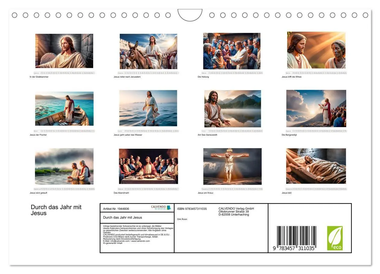 Bild: 9783457311035 | Durch das Jahr mit Jesus (Wandkalender 2026 DIN A4 quer), CALVENDO...