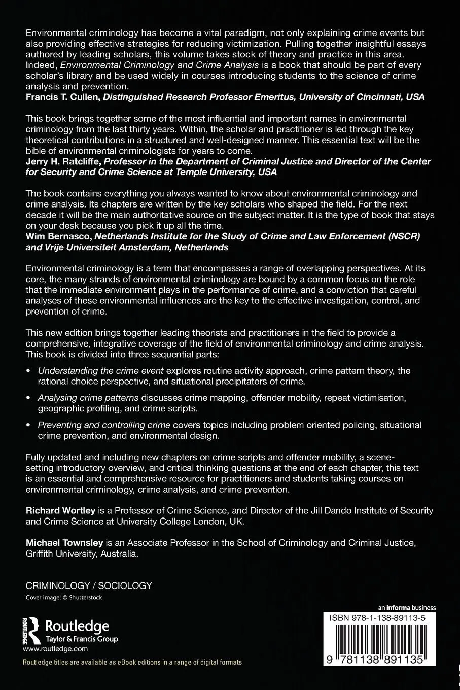 Rückseite: 9781138891135 | Environmental Criminology and Crime Analysis | Richard Wortley (u. a.)