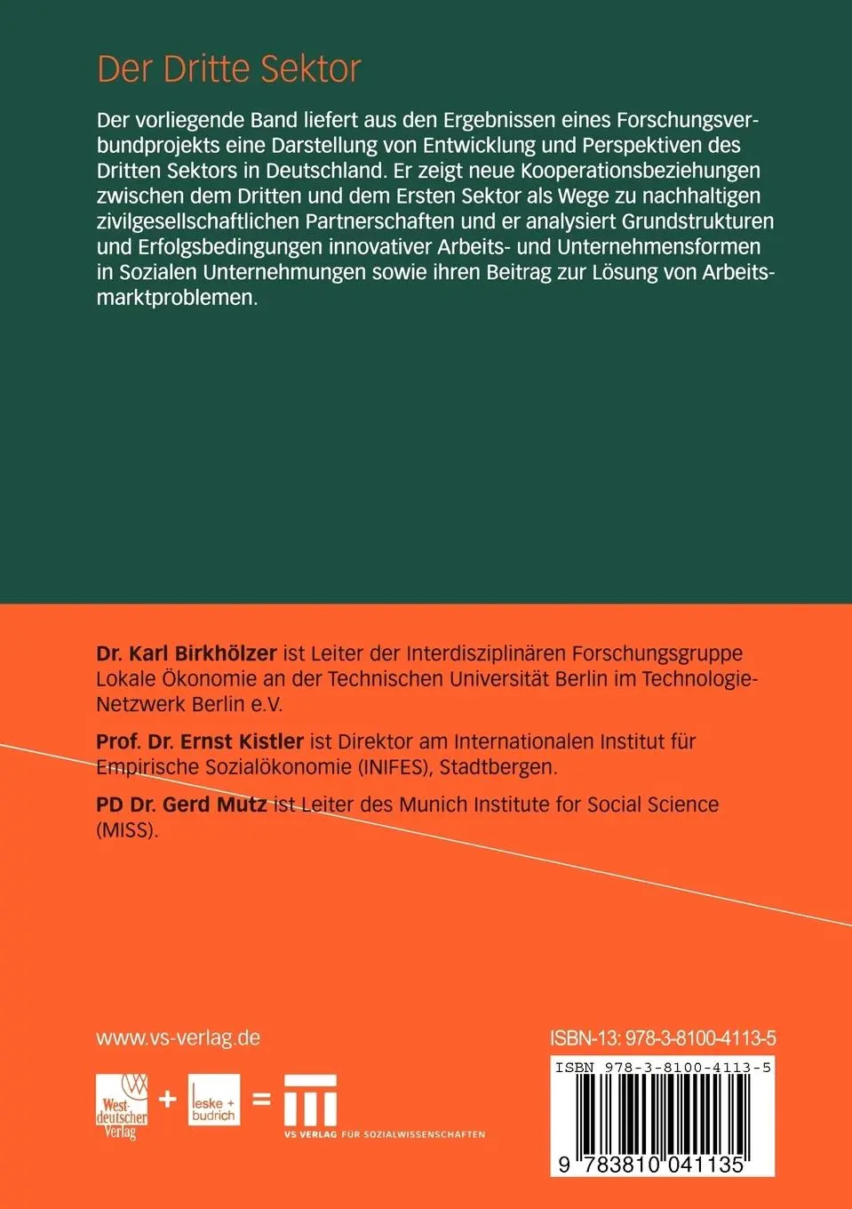 Rückseite: 9783810041135 | Der Dritte Sektor | Partner für Wirtschaft und Arbeitsmarkt | Buch