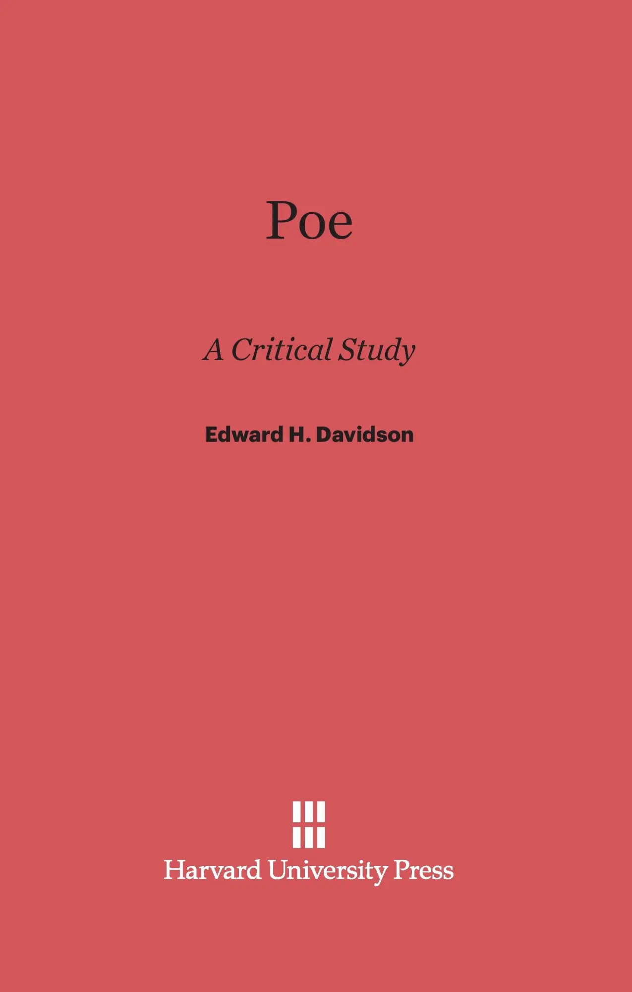 Cover: 9780674331235 | Poe | A Critical Study | Edward H. Davidson | Buch | Englisch