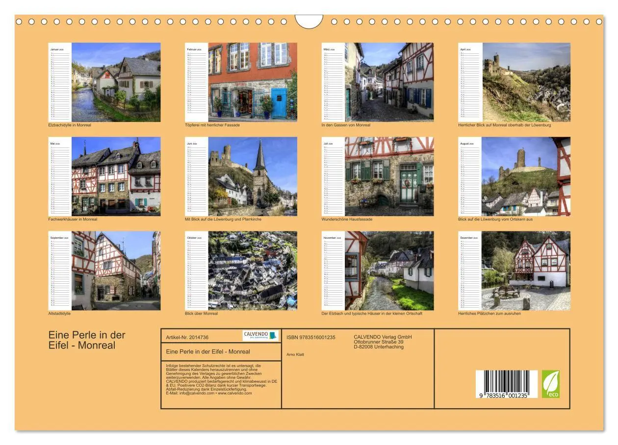 Bild: 9783516001235 | Eine Perle in der Eifel - Monreal (Wandkalender 2026 DIN A3 quer),...