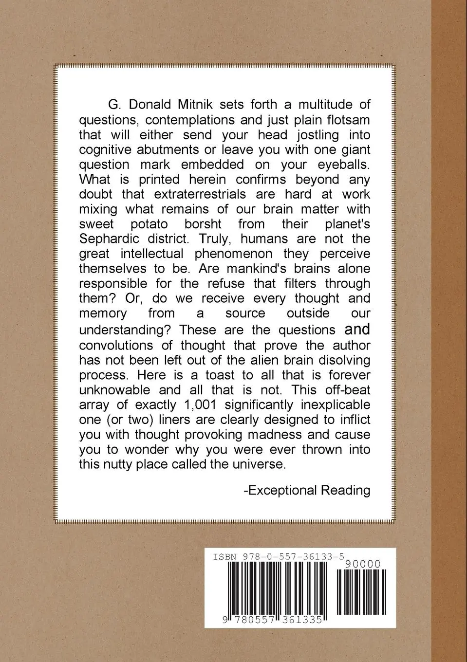 Rückseite: 9780557361335 | The Universe is Nuts | G. Donald Mitnik | Taschenbuch | Englisch