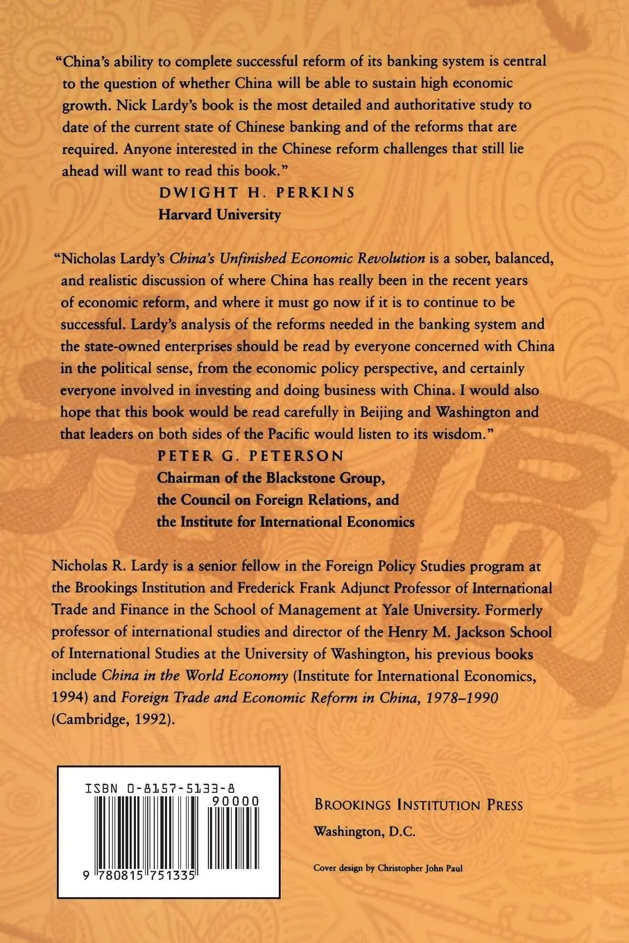 Rückseite: 9780815751335 | China's Unfinished Economic Revolution | Nicholas R. Lardy | Buch