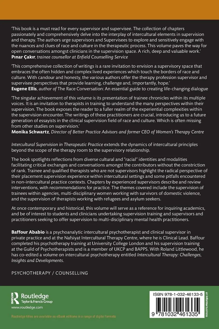 Rückseite: 9781032461335 | Intercultural Supervision in Therapeutic Practice | Baffour Ababio